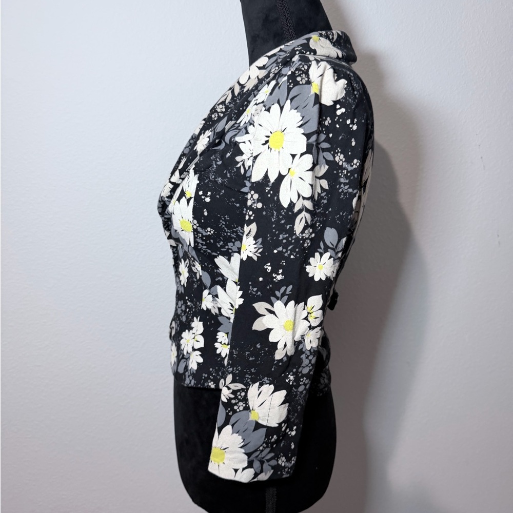 Y2K Candie’s Daisy Print Cropped Blazer XS Black Floral Jacket - Picture 5 of 9